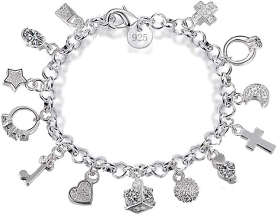 Aeora S925 Silver Thirteen Hanging Pieces Bracelet For Women Gift Bracelets & Bangles Jewelry