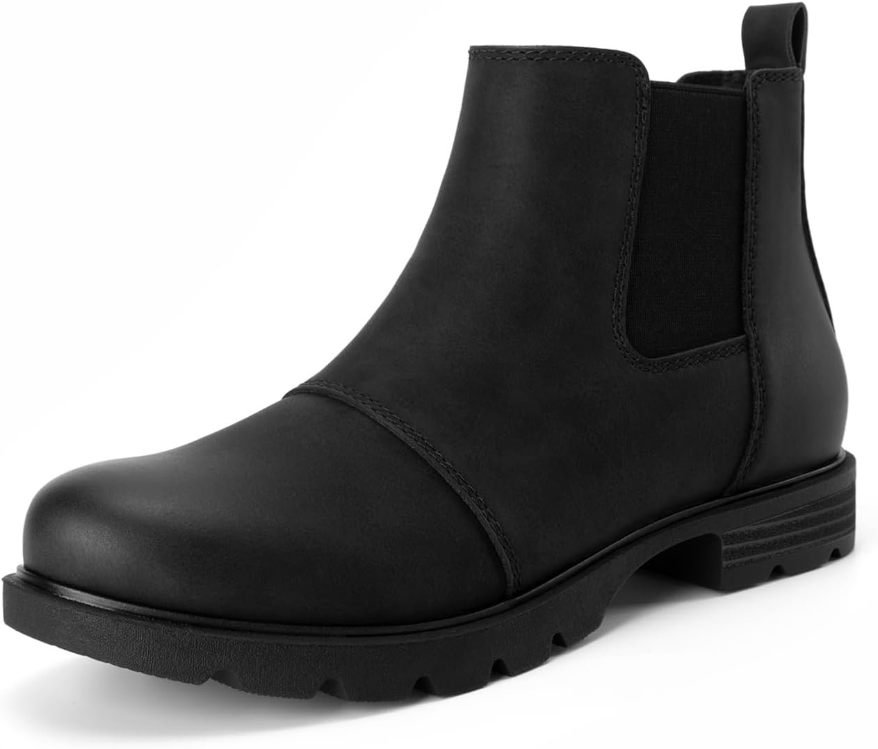 Athlefit Women’s Chelsea Boots Low Heel Slip On Lug Sole Elastic Short Ankle Booties
