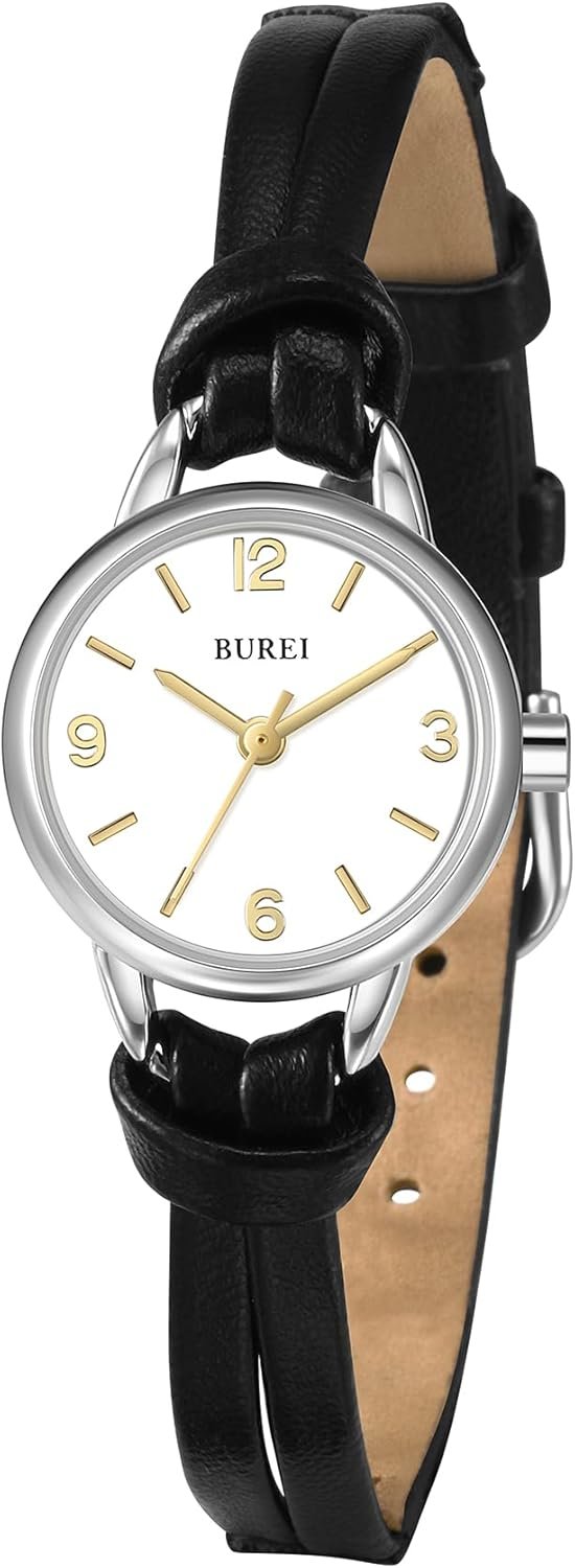 BUREI Women’s Brown Leather Strap Watch Small Dial Waterproof Quartz Watch,Mothers Day Gifts for Mom