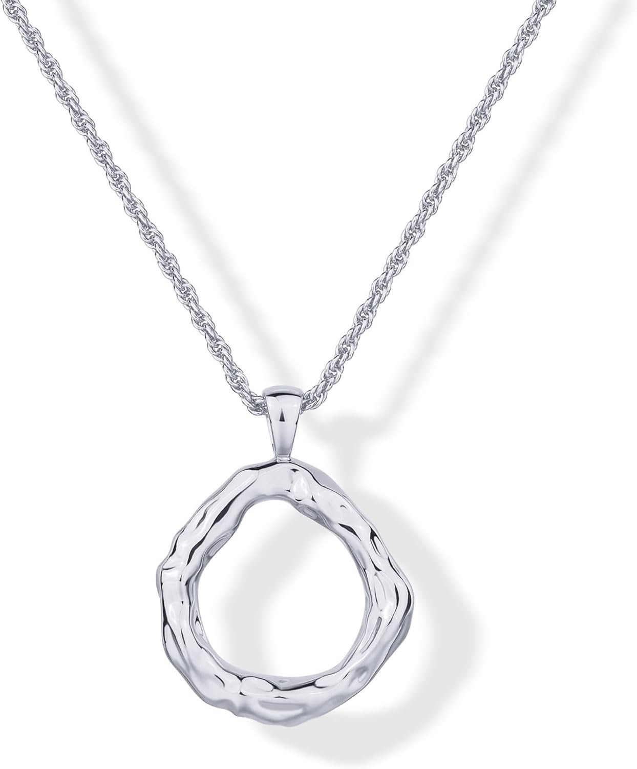 PAVOI 14K Gold Plated Dainty Statement Pendant Necklaces for Women – Hammered Circle Beachy Summer Conch Seashell Pendants – Knit Tightened Rope Chain Necklace
