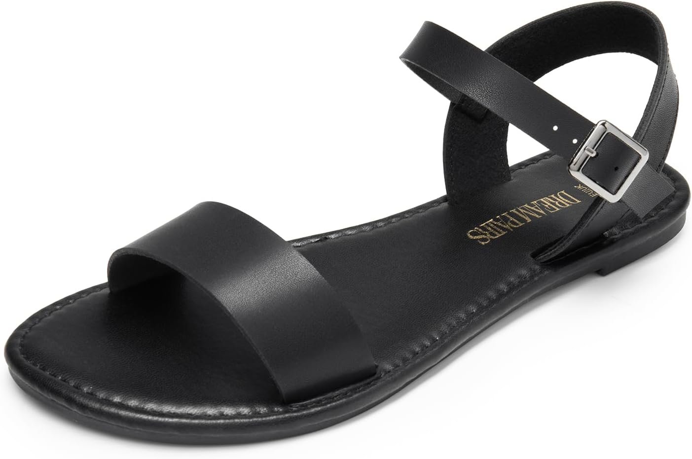 DREAM PAIRS Women’s Ankle Strap Flat Sandals Open Toes One Band Buckle Summer Dressy Sandals