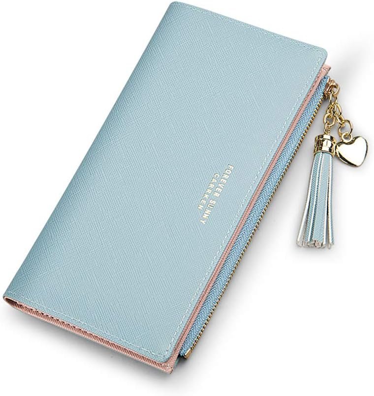 Valentoria Womens Wallet Cute Elegant Long Slim Card Holder Case Minimalist Coin Purse Thin Tassels Zip Clutch Wallets for Girls Ladies | Cute