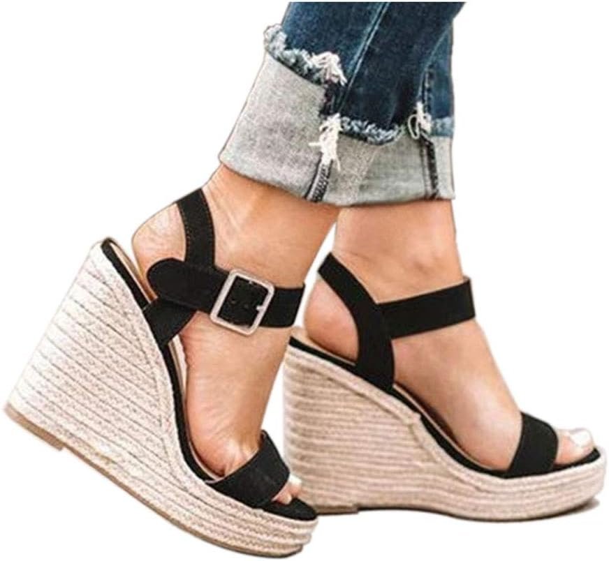 VICKI·VICKI Women’s Platform Sandals Wedge Ankle Strap Open Toe Sandals