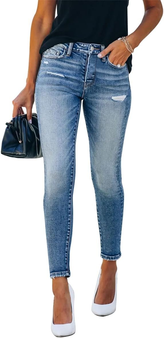 KUNMI Women’s Ripped Skinny Jeans Distressed Stretchy Denim Pants