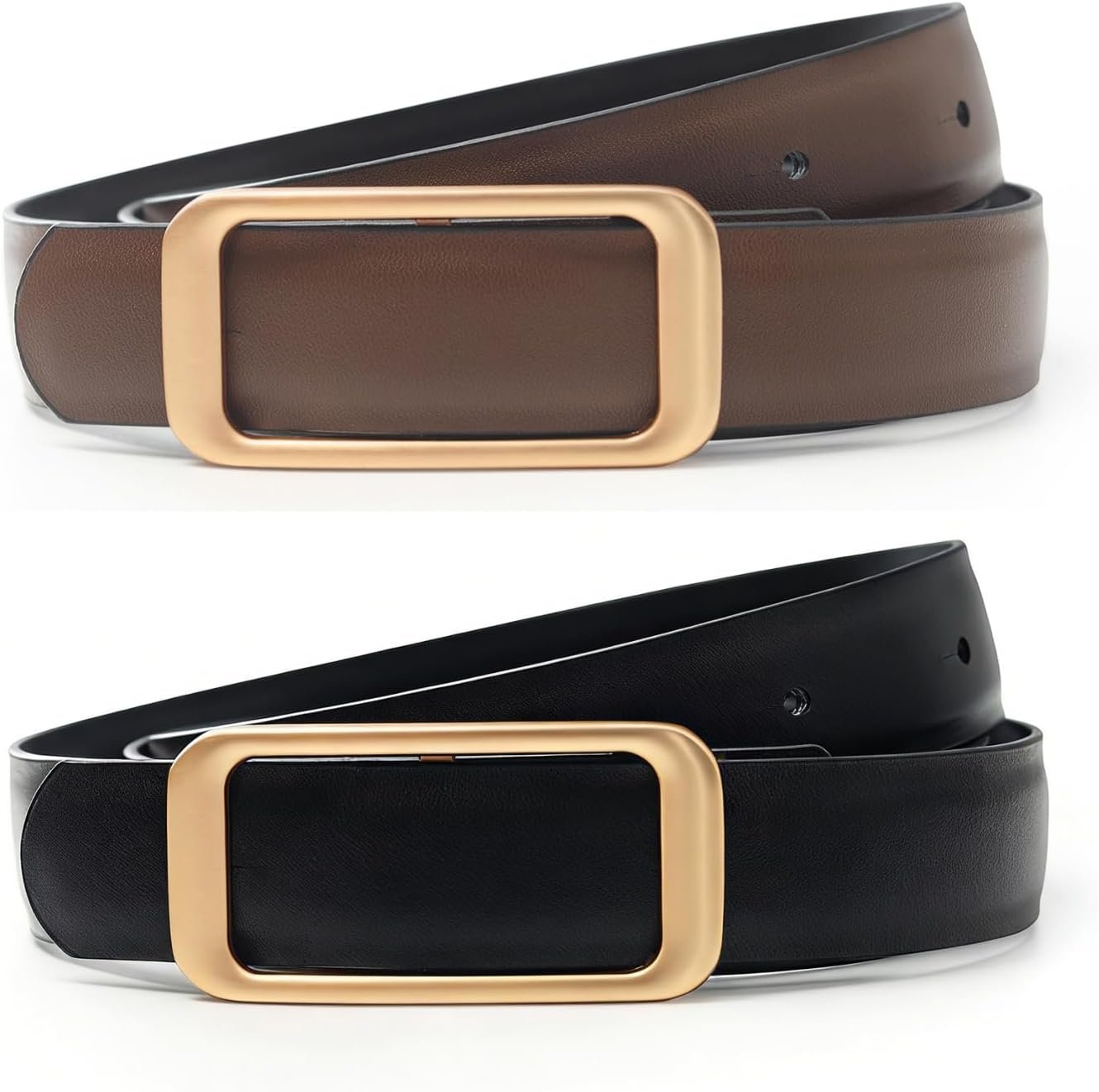 GOELIA Women’s Reversible Genuine Leather Belt Thin Fashion Waist Belts for Jeans Pants Dresses with Buckle