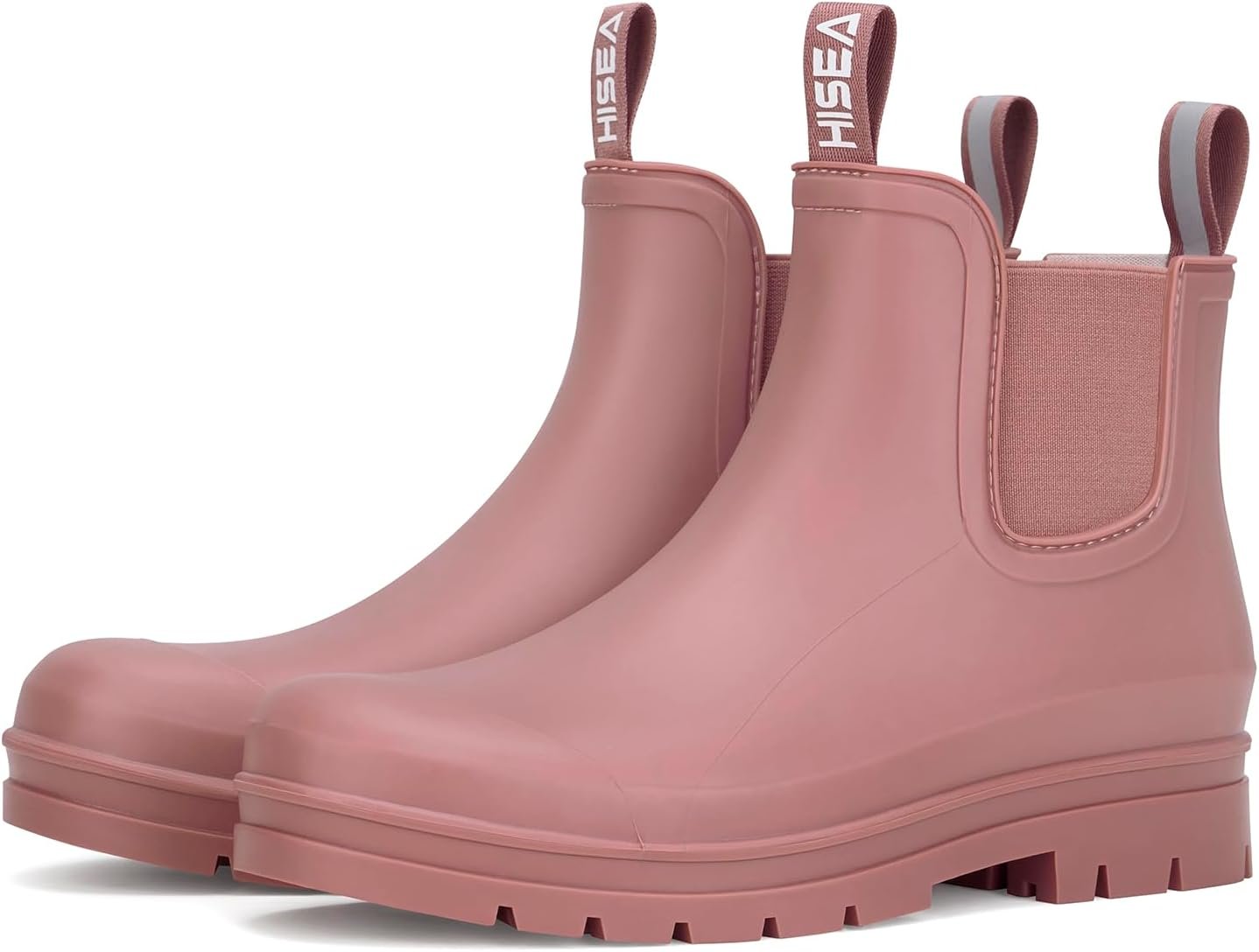 HISEA Women’s Short Rain Boots Waterproof Chelsea Boots Fashion Ankle Rubber Garden Shoes Non-Slip Matte PVC Rainboots Lightweight Outdoor Work Booties for Gardening Farming Walking