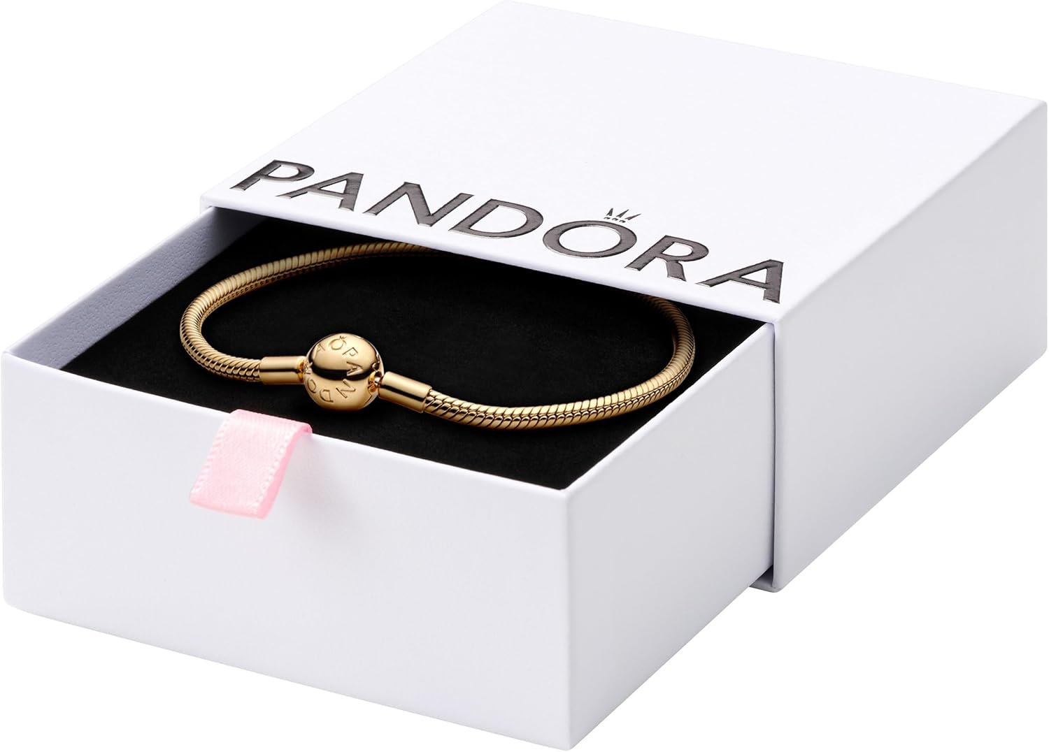 PANDORA Moments Snake Chain Bracelet – Hand-Finished Charm Bracelet – Jewelry for Her with Gift Box – Compatible Moments Charms – Sterling Silver