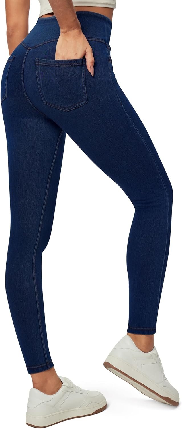 Heathyoga Stretchy Jeans for Women Trendy High Waist Pull On Jeggings Tummy Control Womens Skinny Jeans Leggings with Pockets