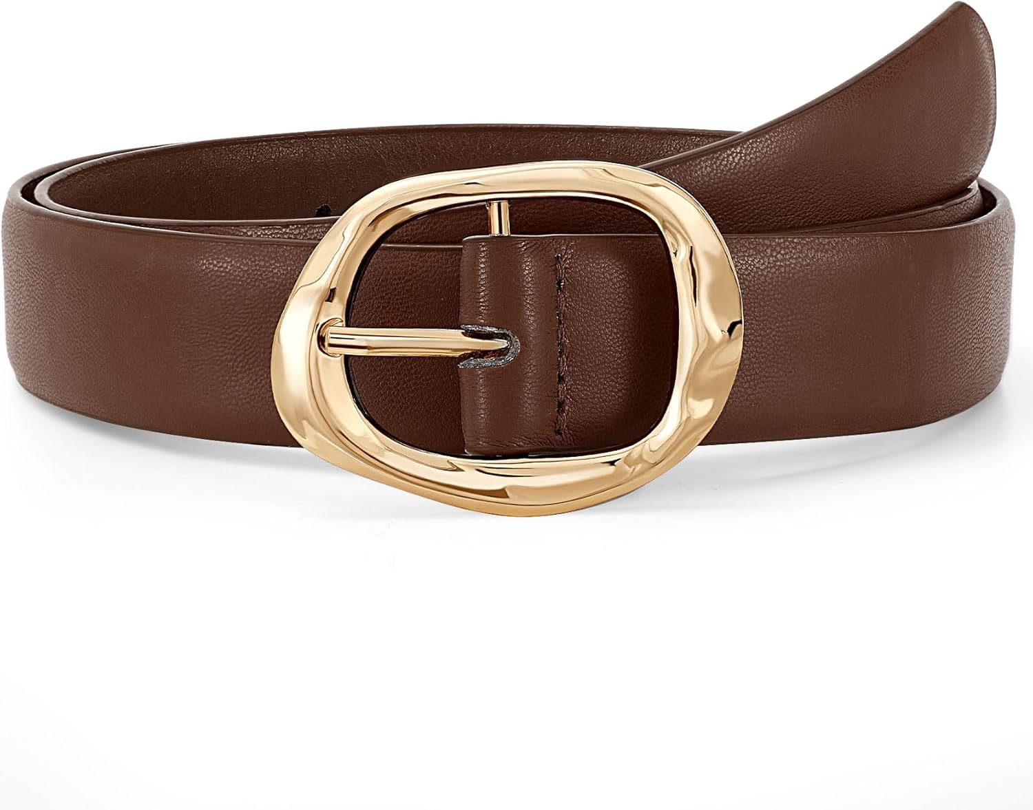 Women Leather Belt for Jeans Pants Ladies Casual Waist Belt Fashion Women Belt with Gold Buckle