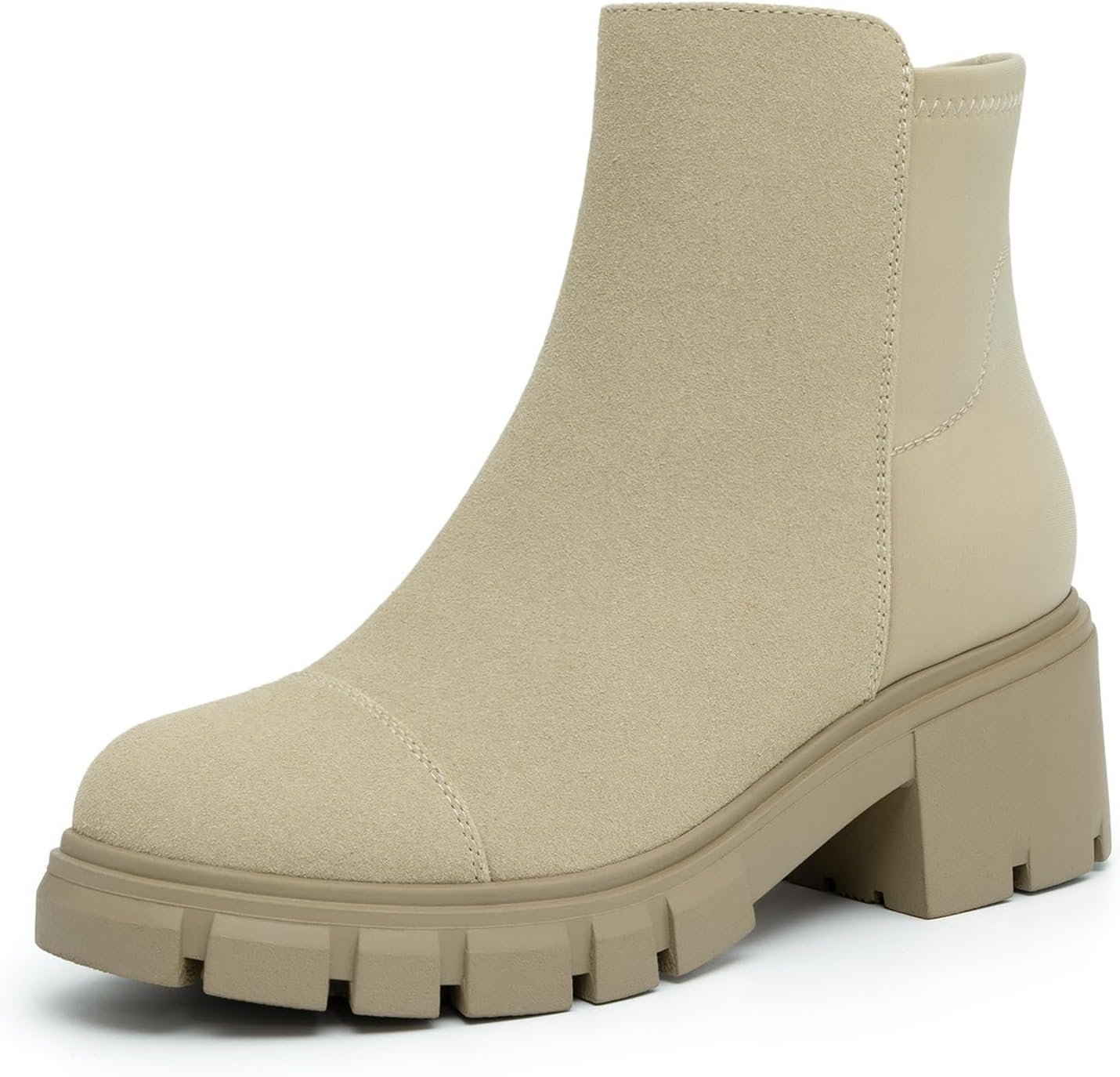 Athlefit Women’s Ankle Boots Platform Lug Sole Chunky Heel Chelsea Booties with Side Zipper
