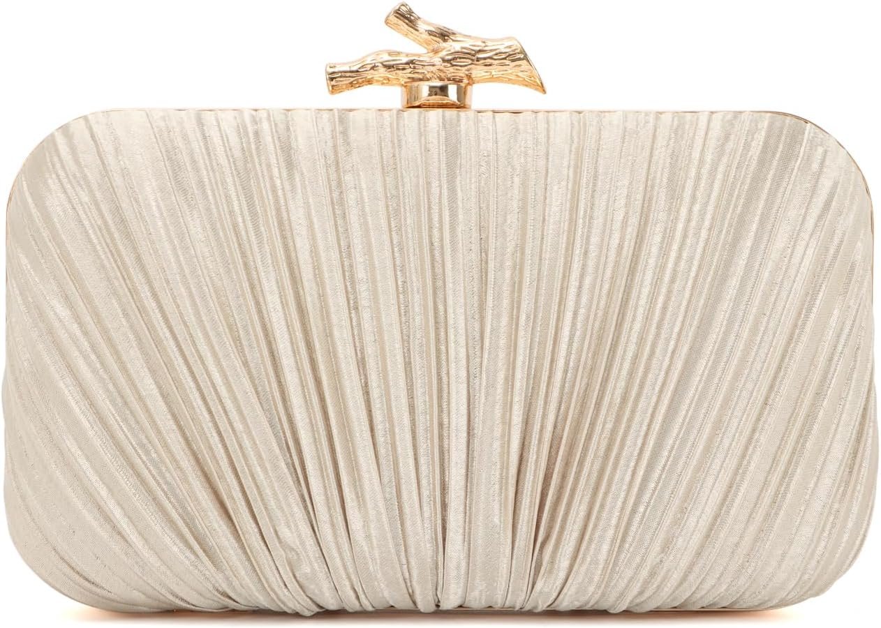 Freie Liebe Clutch Purses for Women Evening Bag Pleated Clutch Bag with Chain for Wedding Party | with Chain, for Wedding Party
