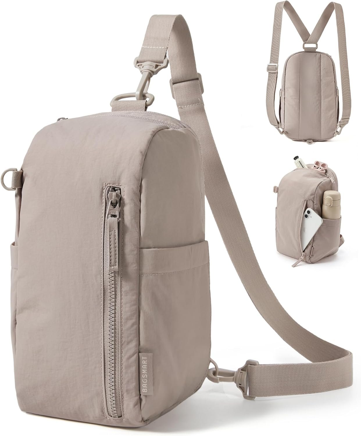 BAGSMART Small Sling Bag for Women, Fast Track Crossbody Bag Mini Backpack purse for Daily Travel Gym | 9L Fast Track, Convertible Strap, Small Backpack Purse, Small Gym Bag, Hiking Daypack, 6 Pockets