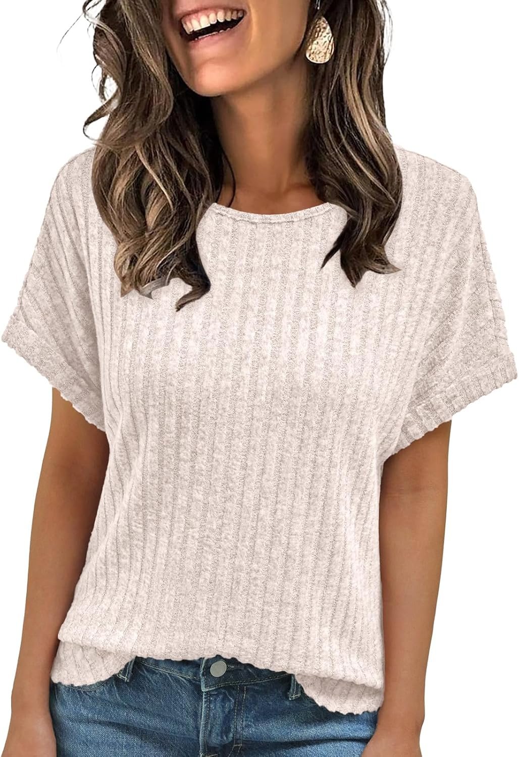 AUTOMET Women Summer Tops 2026 Spring Sweaters Dressy Casual Short Sleeve Shirts Business Blouses
