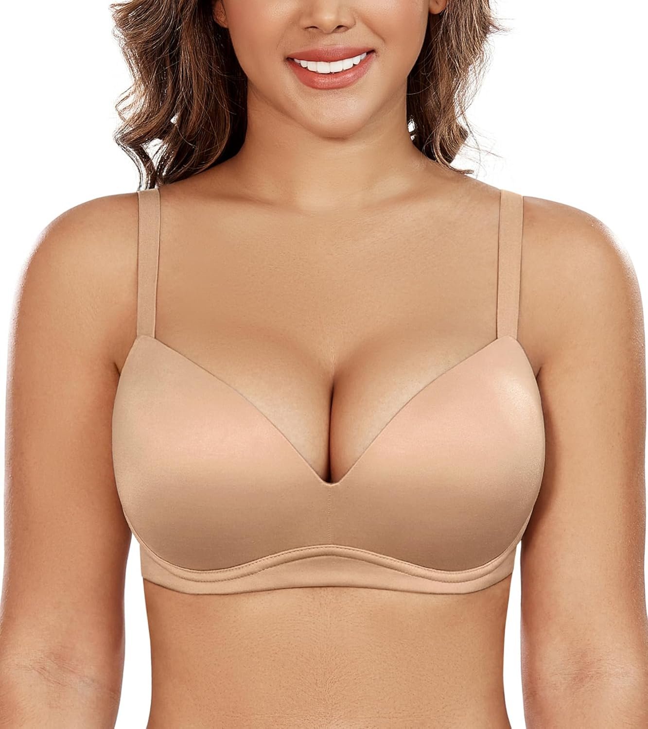 DotVol Women’s Push Up Wireless Comfortable Padded Plunge No Underwire Everyday Bra