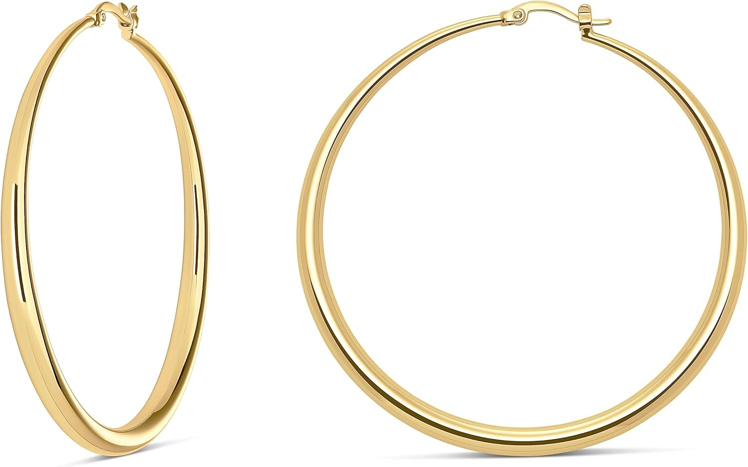 MILLA 14K Gold Hoop Earrings For Women, Silver Hoop Earrings & Rose Gold Earrings with Graduated Curvature