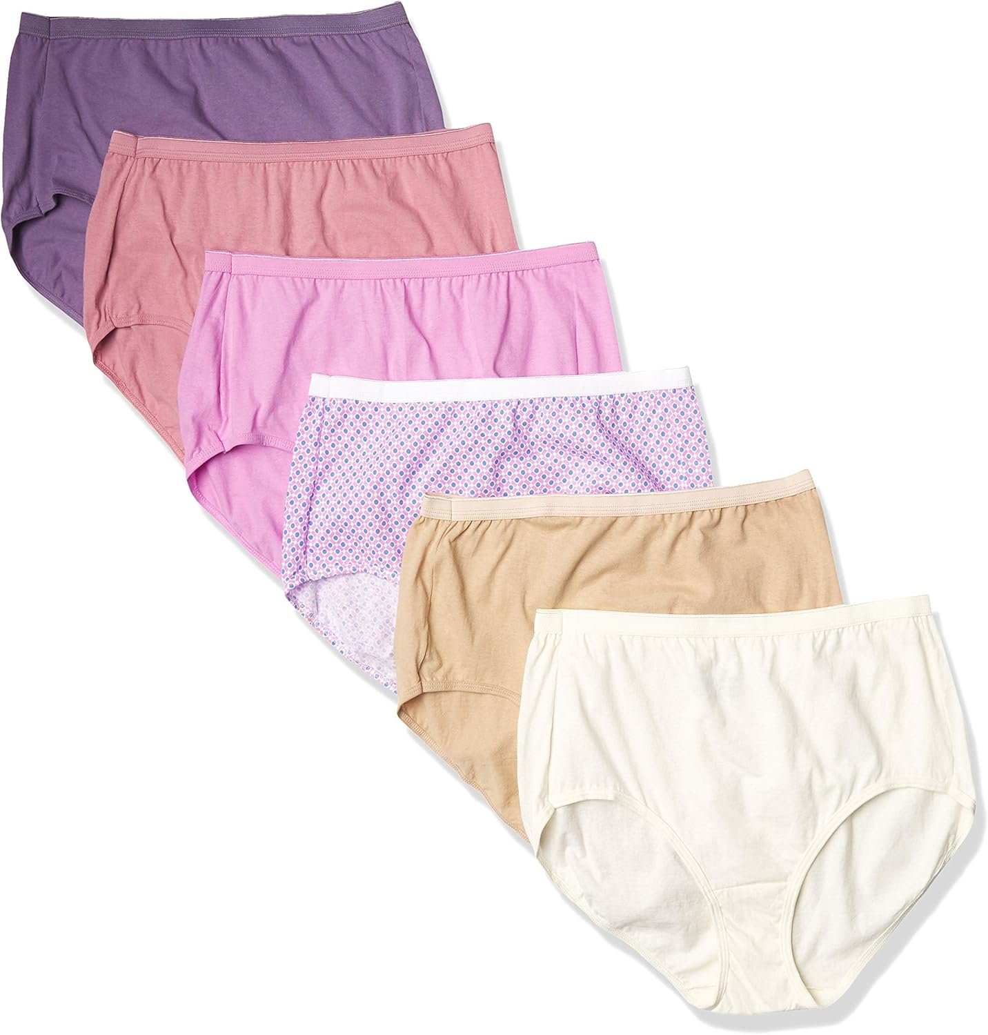 Hanes Women’s Underwear Briefs Pack, 6-Pack, Cotton Brief Panties for Women, Moisture-Wicking (Plus Size)