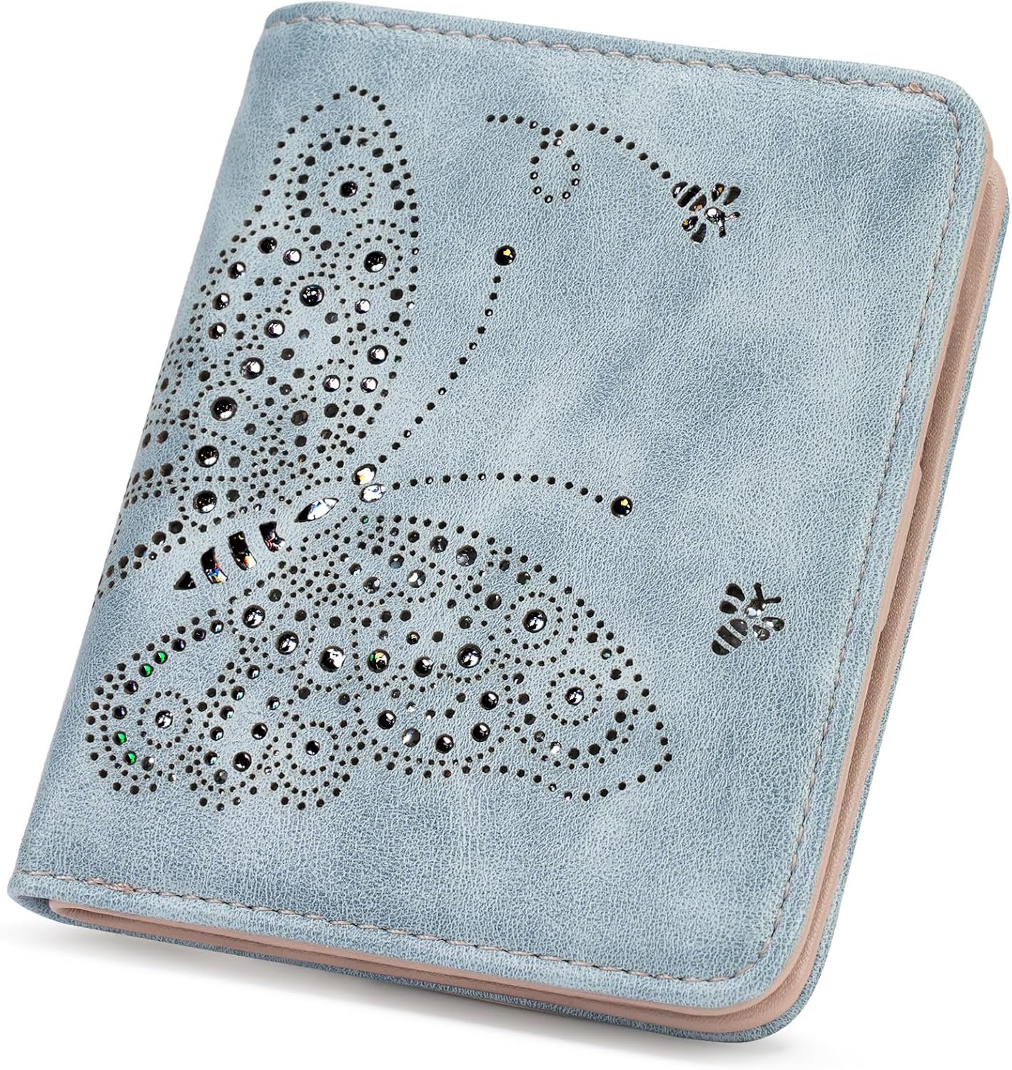 KITEVIUN Small RFID Wallet Women Ultra Thin Slim Womens Wallet Mini Compact Bifold Pocket Ladies Wallets for Women BLUE