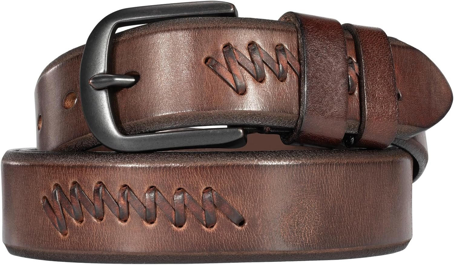 1.3“ Women’s Casual Leather Belt with Metal Buckle
