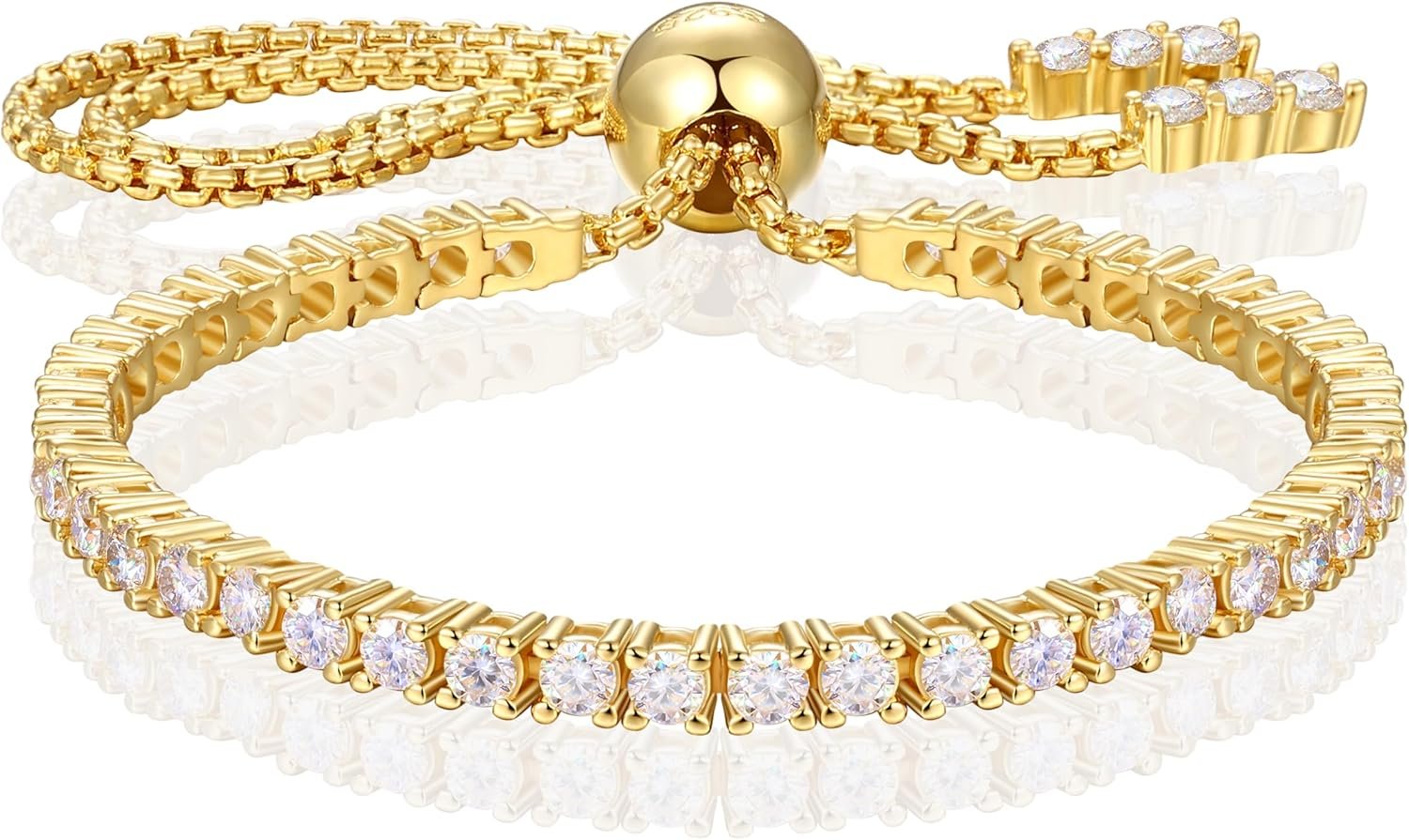 Moissanite Tennis Bracelet 1.79ct-8.69ct Adjustable Bracelet for Women 18K White Gold Plated S925 Sterling Silver Tennis Bracelet D Color VVS1 Round Cut 2/3/4mm Moissanite Bracelet Gifts for Wife/Mom