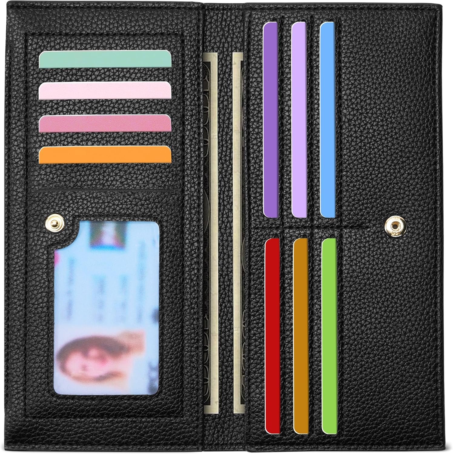 Tipmile Slim Wallet for Women, RFID Blocking Credit Card Holder, Ladies Bifold Wallet with Zipper, Black