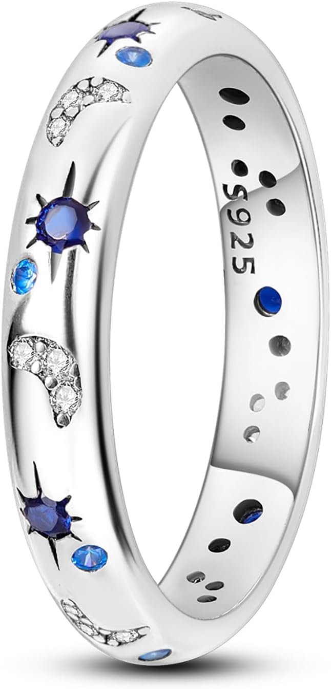 Hapour 925 Sterling Silver Ring for Women,Eternity Gorgeous Rings Stackable Rings for Women as Gifts Ring Size 4-11