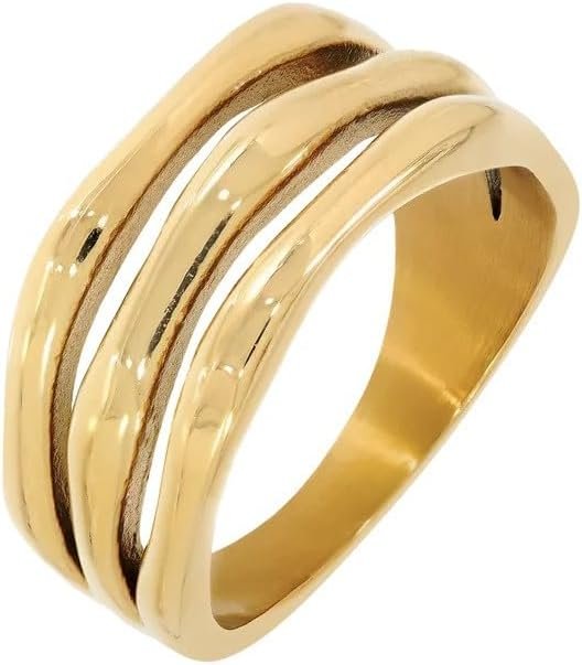 Hey Harper Gold Ring for Women – Gold Plated Stacking Waterproof & Sweatproof Jewerly Ring – Everday Non Tarnish Cute Fashion Circle Rings
