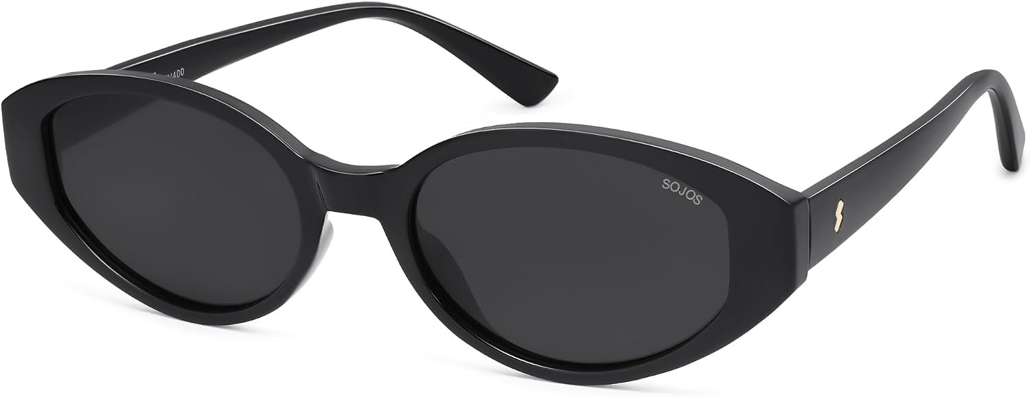 SOJOS Retro Oval Polarized Sunglasses for Women Wide Chic Cat Eye Trendy Vintage Shades UV400 Protection