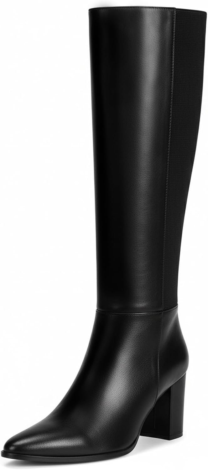 Vipost 3.35-inch Pointed Toe Knee High Boots for Women, Chunky Block Heel Tall Boots for Women with Side Zipper, Long Fall Winter Boot 2025