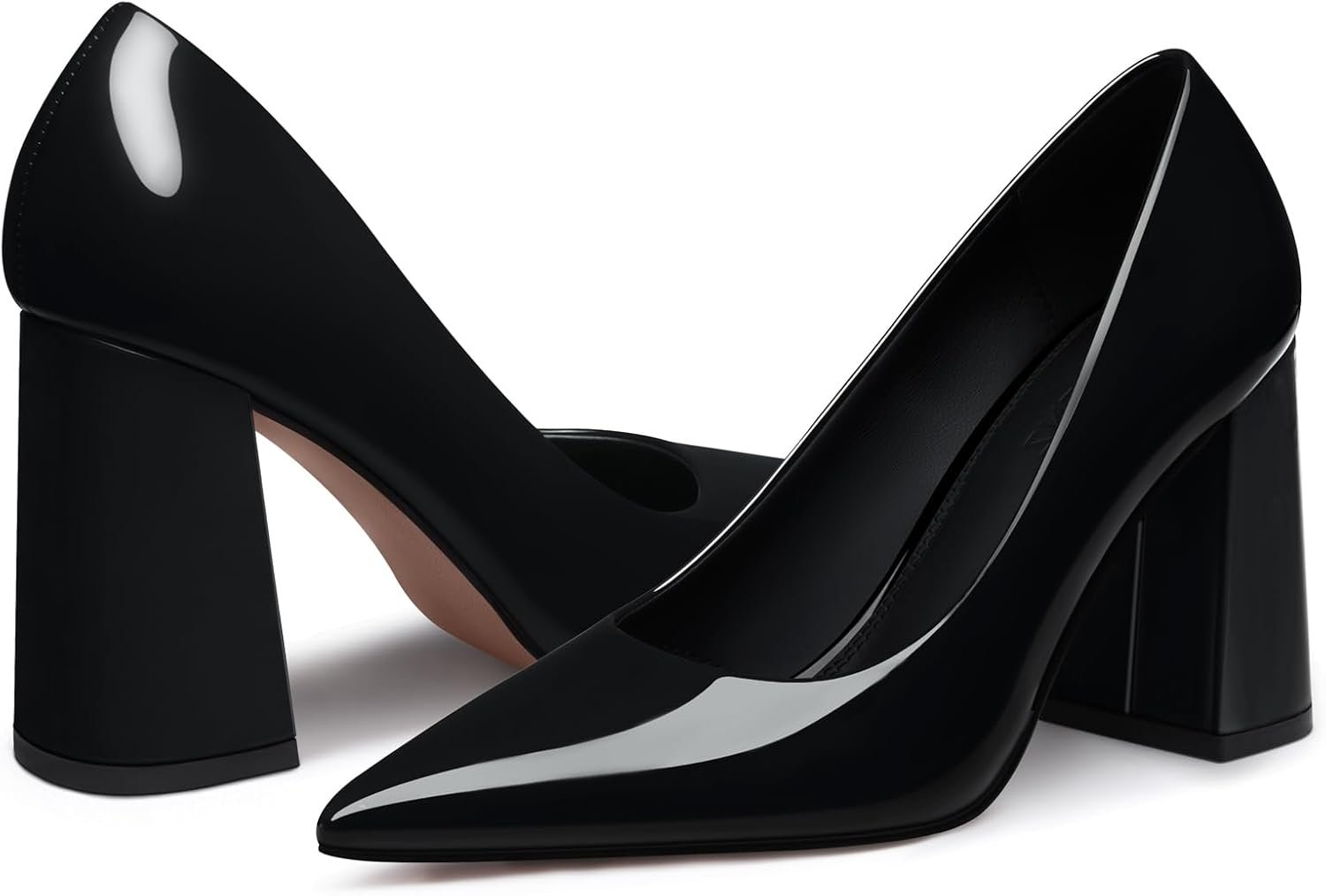 CELLENZ Women Chunky Heel Pumps: 3.7 Inch Closed Toe High Heels – Pointed Toe Sexy Block Heels, Formal Comfortable Work Party Night Dress Shoes Size 6-11