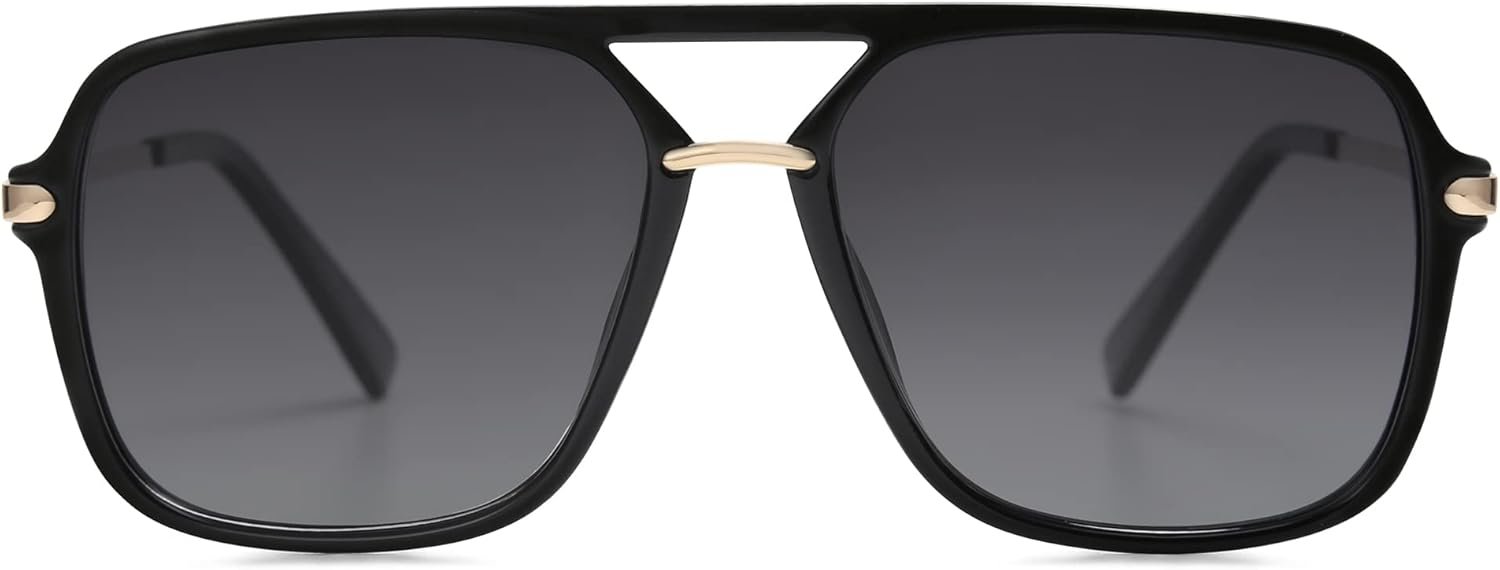 SOJOS Sunglasses for Women & Men, Square, Retro, Polarized Lens, Trendy Aviator, 90s Shades