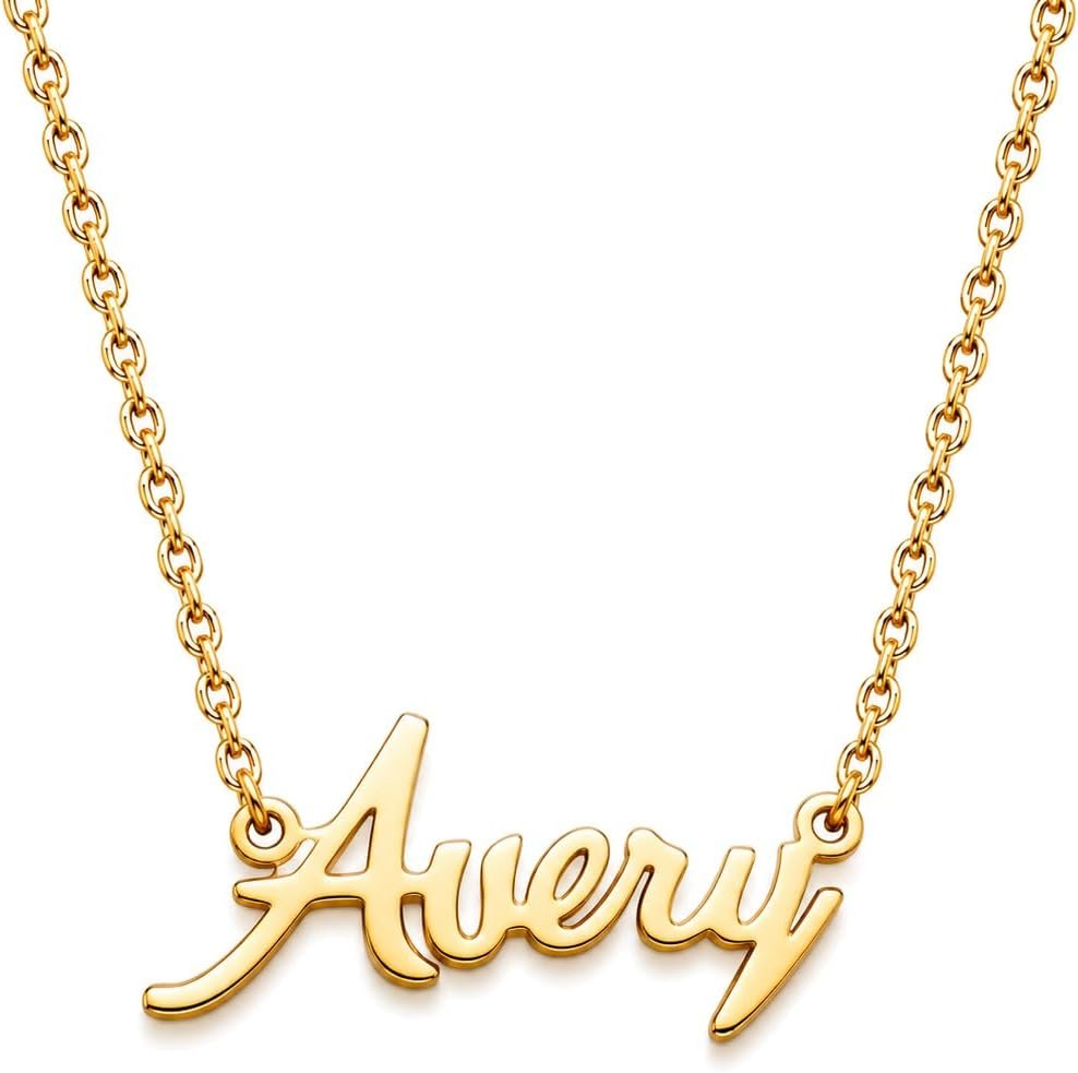 MOMOL 18K Gold Plated Stainless Steel Name Necklace Personalized Custom Name Necklace Customized Nameplate Necklace for women