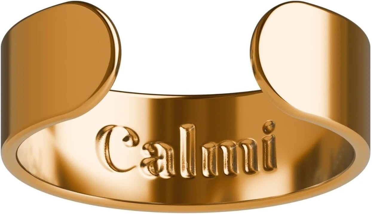CALMI – Magnetic Wellness Ring 18K Gold Plated with Adjustable Stainless Steel Design | Wearable Magnetic Field Accessory for General Wellbeing | Unisex (Gold)
