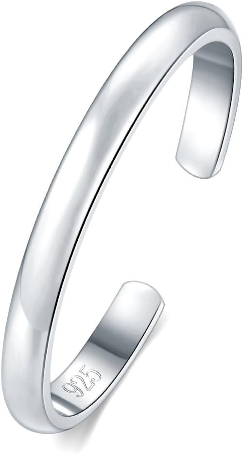 BORUO Toe Rings – 925 Sterling Silver Band Ring – Waterproof 14K Gold Plated Toe Rings – Sterling Silver Rings for Women, 2 mm, 3mm, 4mm