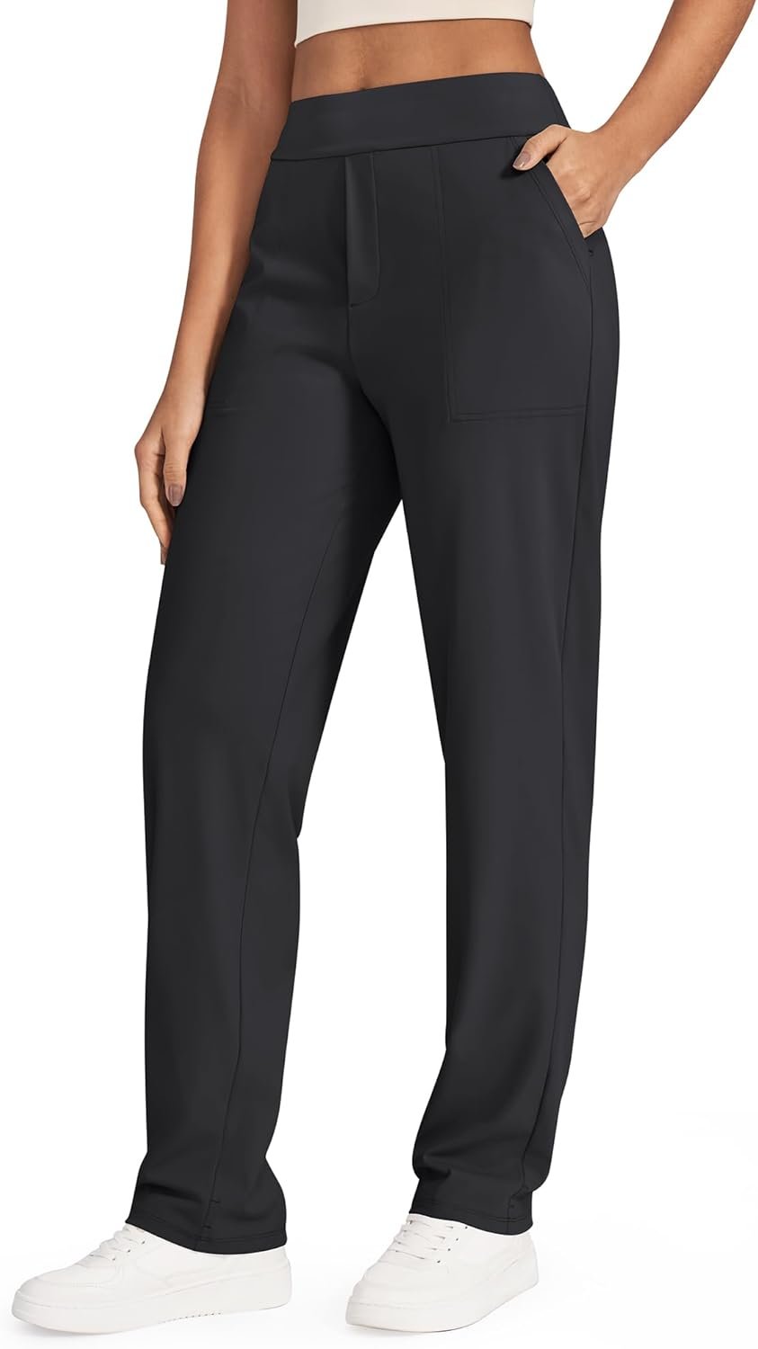 G4Free ShiftReady Yoga Pants Women High Waist Dress Work Pants with Pockets Straight Leg Business Casual Trousers 28″/30″/32″