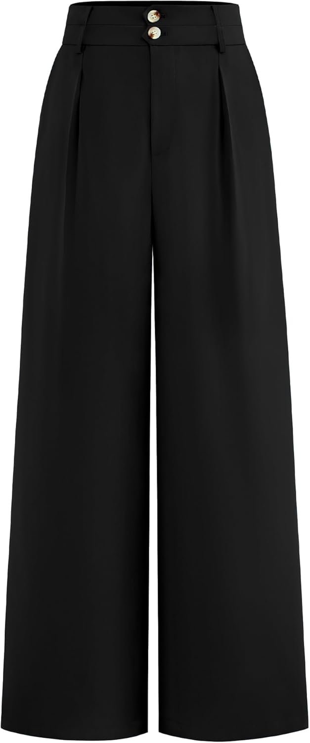BTFBM Women Wide Leg Dress Pants 2026 High Waisted Button Pleated Business Casual Trousers Office Work Palazzo Pants