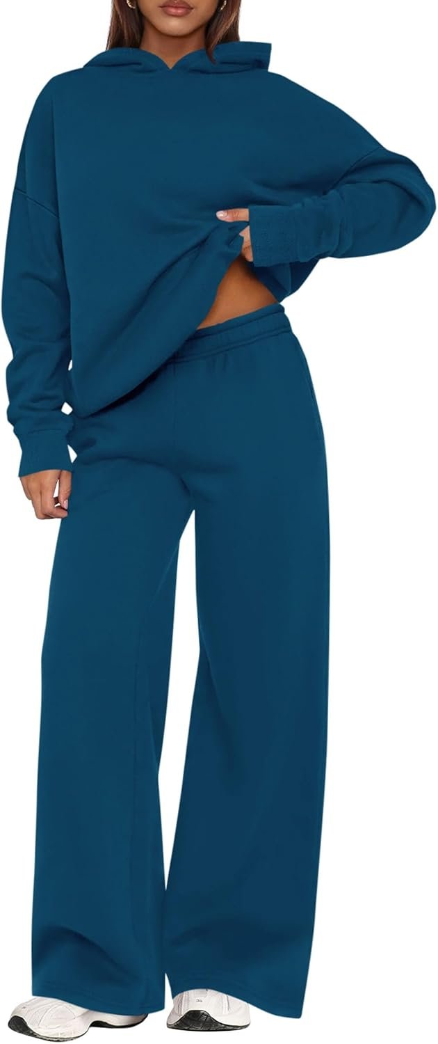 PRETTYGARDEN Womens Sweatsuits 2 Piece Set 2026 Casual Winter Long Sleeve Hoodie Loose Wide Leg Sweatpants Fall Tracksuit