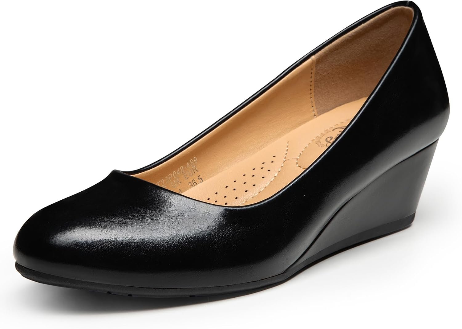 Trary Women’s Wedges Heels for Women Pumps Round Toe Mid Heels Comfortable Closed Toe Dressy Shoes Women Pumps Wedge Shoes for Wedding Work Office Party 1.8 Inches