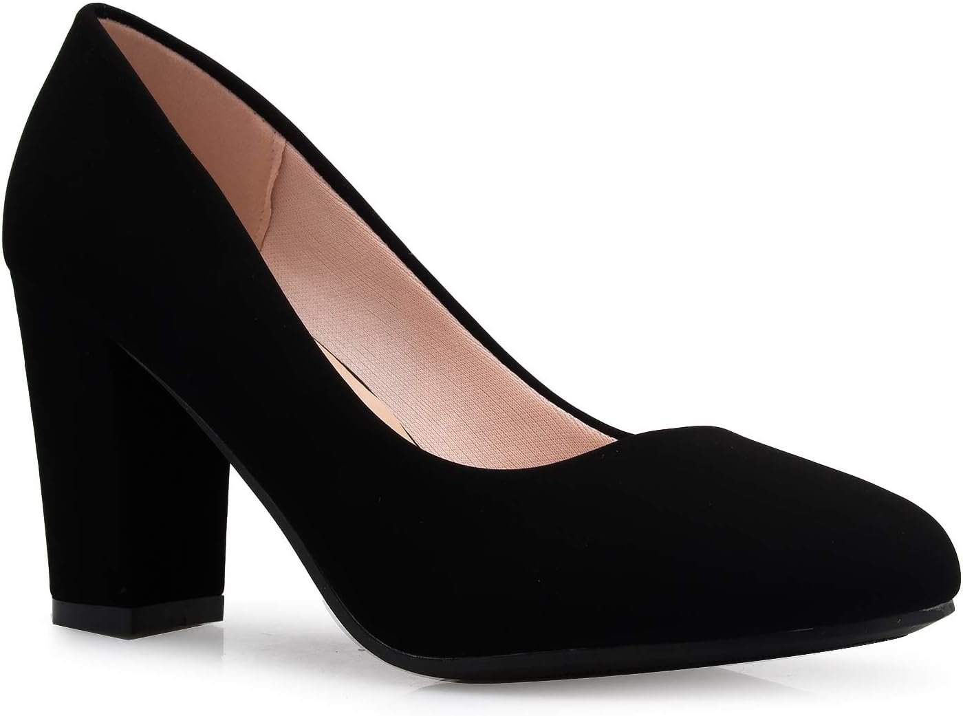 Olivia K Women’s Classic Round-Toe Platform Pumps High Block Heel – Adorable, Comfortable