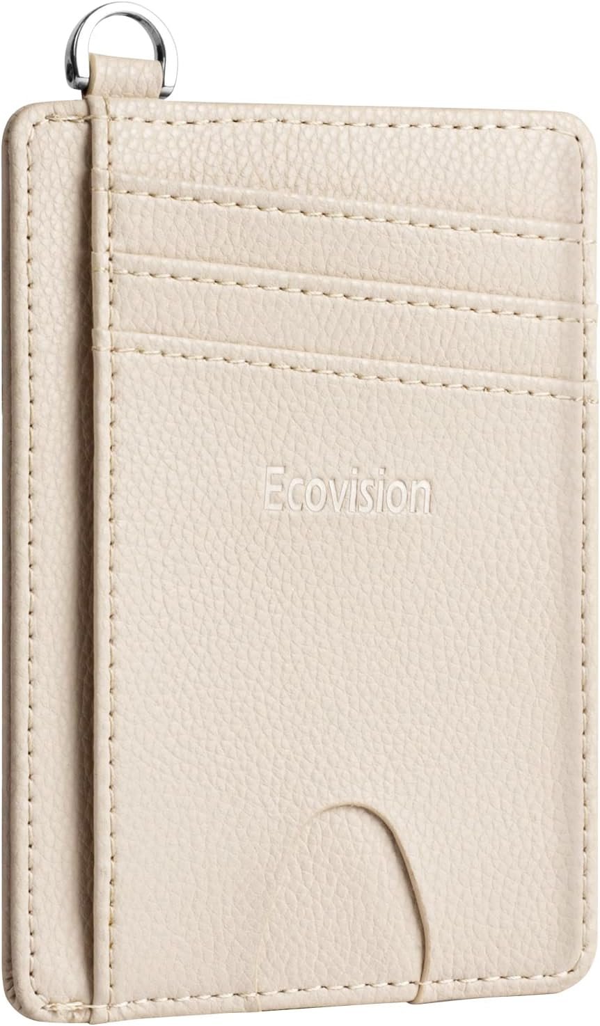 Slim Minimalist Front Pocket Wallet, RFID Blocking Credit Card Holder Wallet with Detachable D-Shackle for Men Women