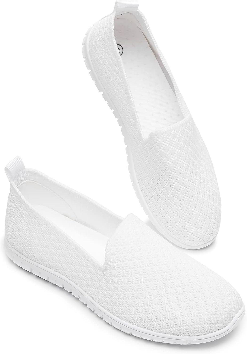BABUDOG Women’s Mesh Flats Shoes Breathable Slip on Shoes Casual Black and White Flats Comfortable Walking Shoes