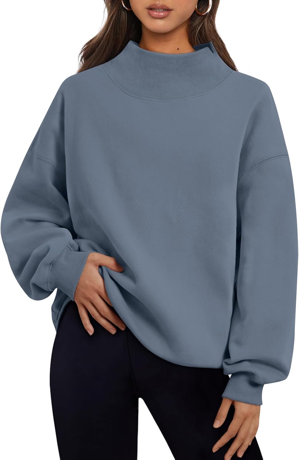 Trendy Queen Womens Oversized Sweatshirts Mock Neck Pullover Long Sleeve Tops Fall Fashion Outfits 2026 Clothes