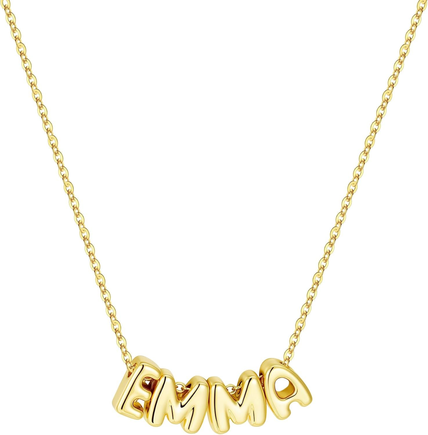 M MOOHAM Mothers Day Gifts – Custom Name Necklace 14K Gold Plated Necklace Personalized Monogram Pendant Name Necklaces for Women Trendy Jewelry Gifts for Women Mom Her Birthday Gifts