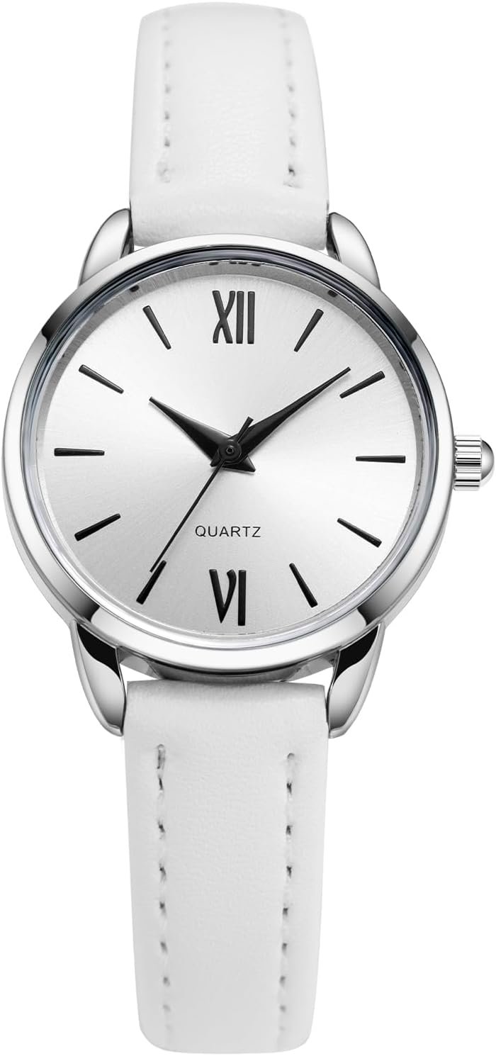 TWOPTION Women’s Leather Strap Watch Minimalist Wrist Watches for Women Ladies Analog Quartz Watch for Small Wrists