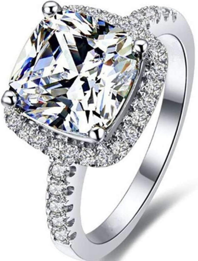 Jude Jewelers Platinum Plated 4 Carat Princess Cut CZ Simulated Diamond Wedding Engagement Proposal Ring