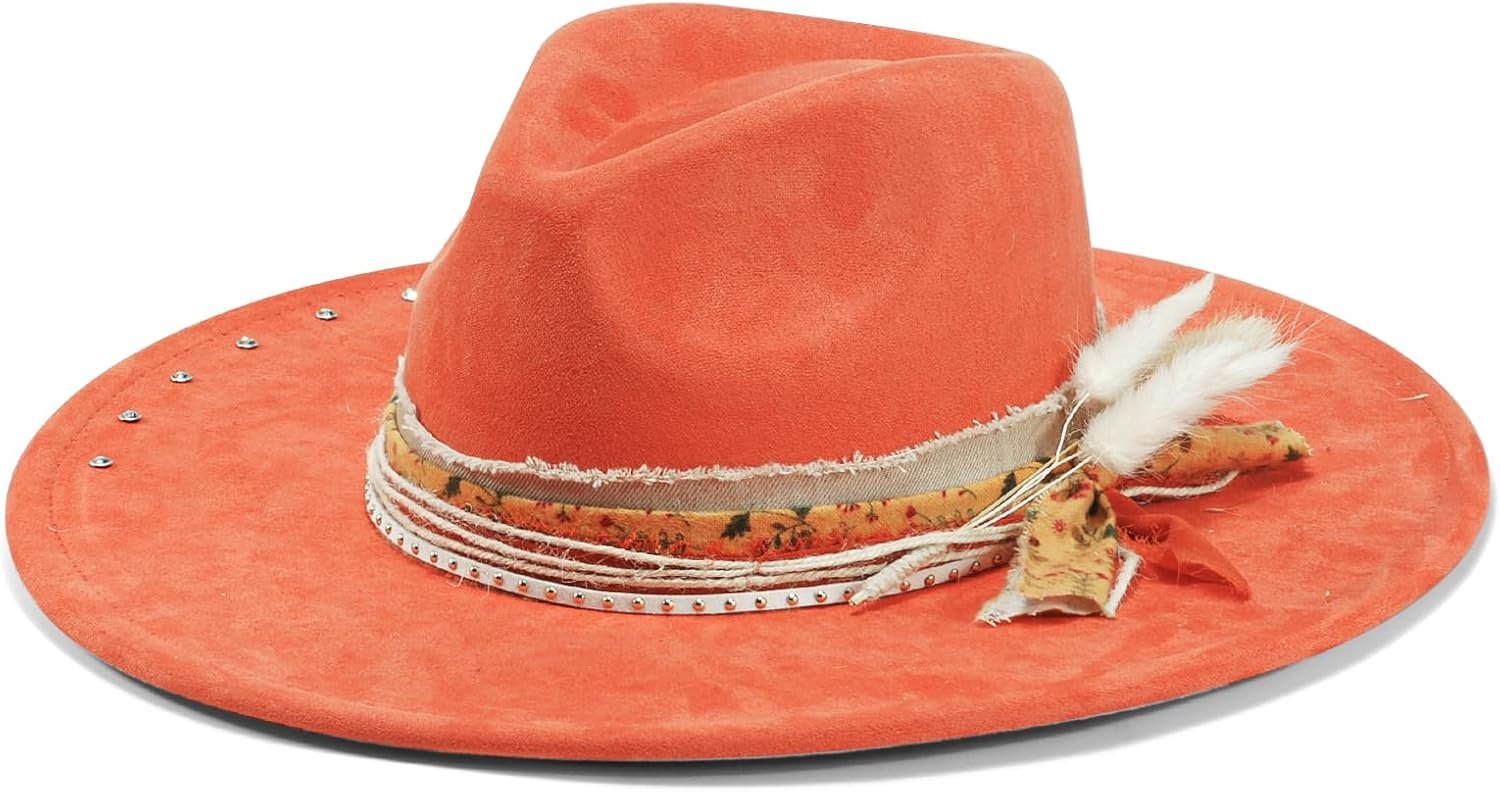 Wide Brim Fedora Hat Mens Women Felt Panama Hat Dress Up Hat