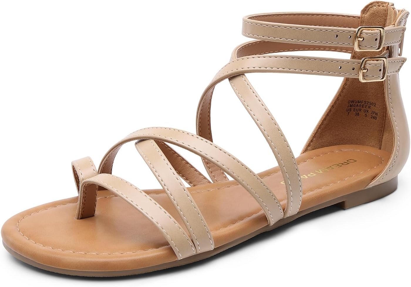 DREAM PAIRS Women’s Dressy Gladiator Summer Cross Strappy Sandals Comfort Flat Casual Beach Fisherman Thong sandals