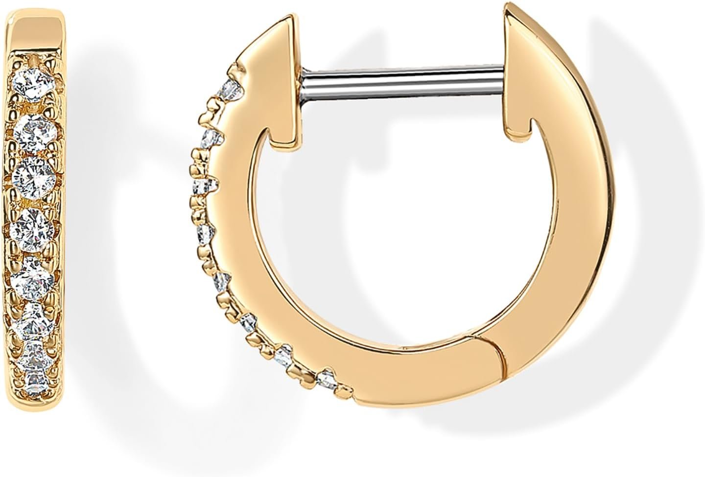 PAVOI 14K-18K Gold Plated Ear Cuff | Gold Huggie Earrings for Women | Dainty Cuff Earrings & Small Hoops Cubic Zirconia | Trendy Fashion Jewelry