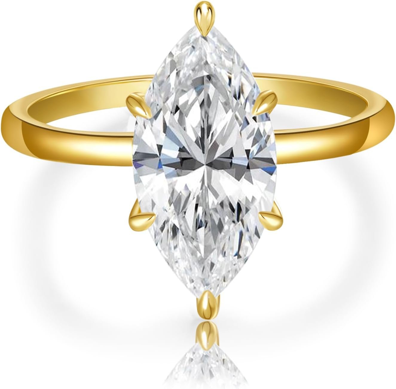 AVECON 3.5CT Marquise Cut Engagement Ring for Women, Wedding Promise Cubic Zirconia Band, 14K Gold/White Gold Plated Simulated Diamond Rings Size 5-9
