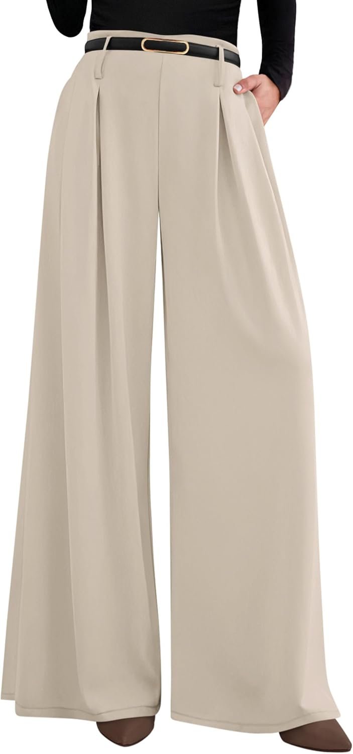 PRETTYGARDEN Womens Wide Leg Trousers 2026 Elastic High Waisted Dress Pants Pleated Slacks Flowy Business Work Palazzo Pants