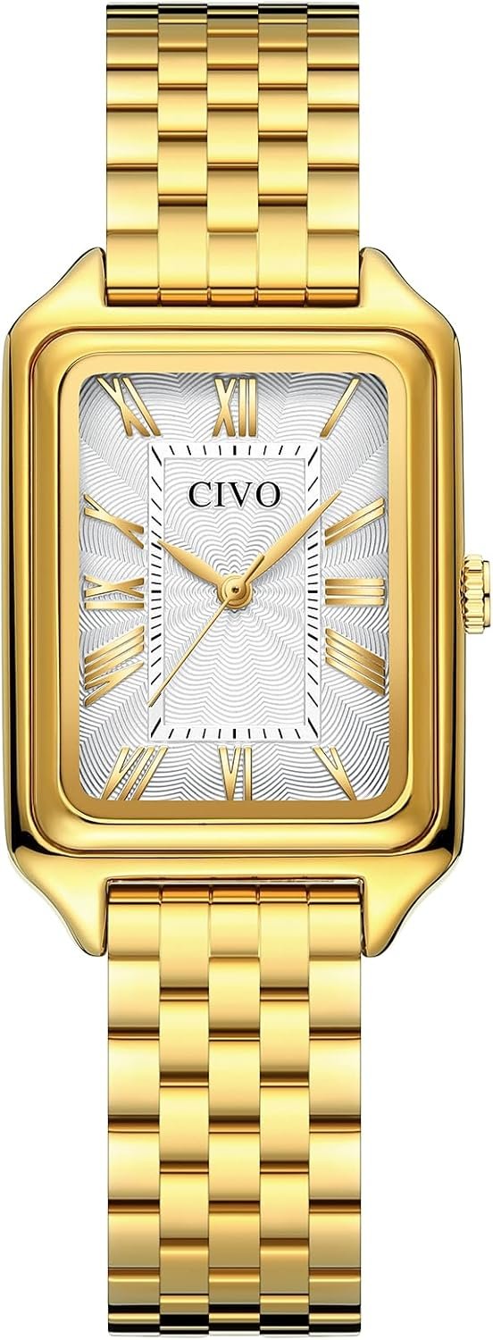 CIVO Watches for Women with Small Wrists: Vintage Quartz Bracelet Watch with Roman Dial – Gold Three-Hand Stainless Steel Watch – Gifts for Girlfriend Wife Mother on Anniversary Birthday